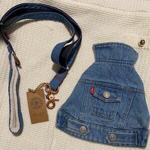 Levi Denim XS Dog Jacket & Sherpa Pet Leash - 6ft